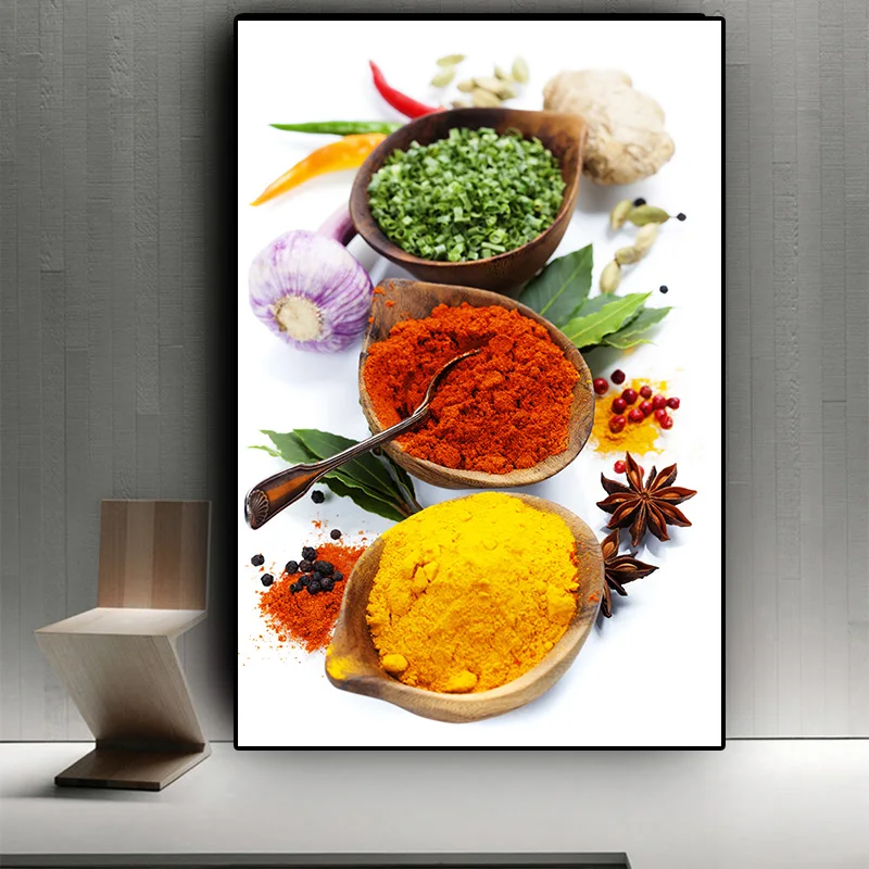 

Grains Spices Peppers Spoon Cooking Canvas Painting Cuadros Posters and Prints Kitchen Wall Art Food Picture Living Room Decor