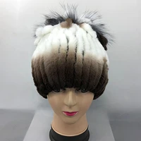 women fur hats knitting real rex rabbit fox fur beanies cap winter warm comfortable elegant snow caps sector hand sewing hats