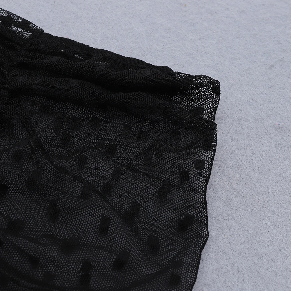 

Winter Bandage Dress 2020 Sexy Off Shoulder Mesh Long Sleeve Black Dot Women Summer Dress Fashion Evening Party Dress Vestido