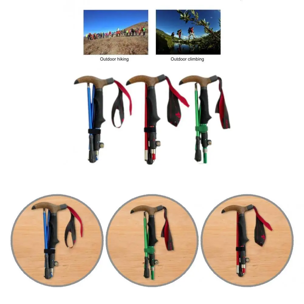 

Cork Universal Collapsible Walking Sticks Aluminum Alloy Hiking Sticks High Hardness for Climbing