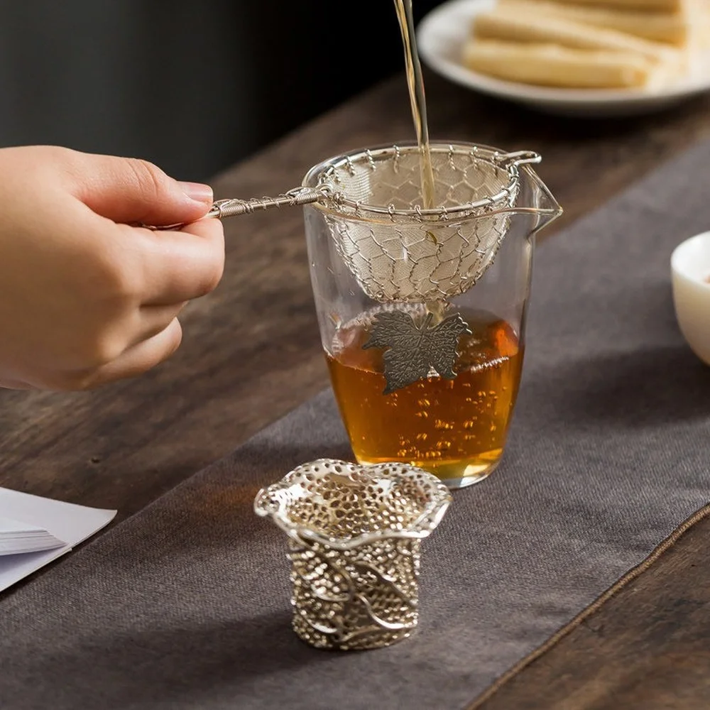 

Handmade Vintage Copper Tea Infuser Leaf Filter Mesh Tea Strainer Kitchen Teaware
