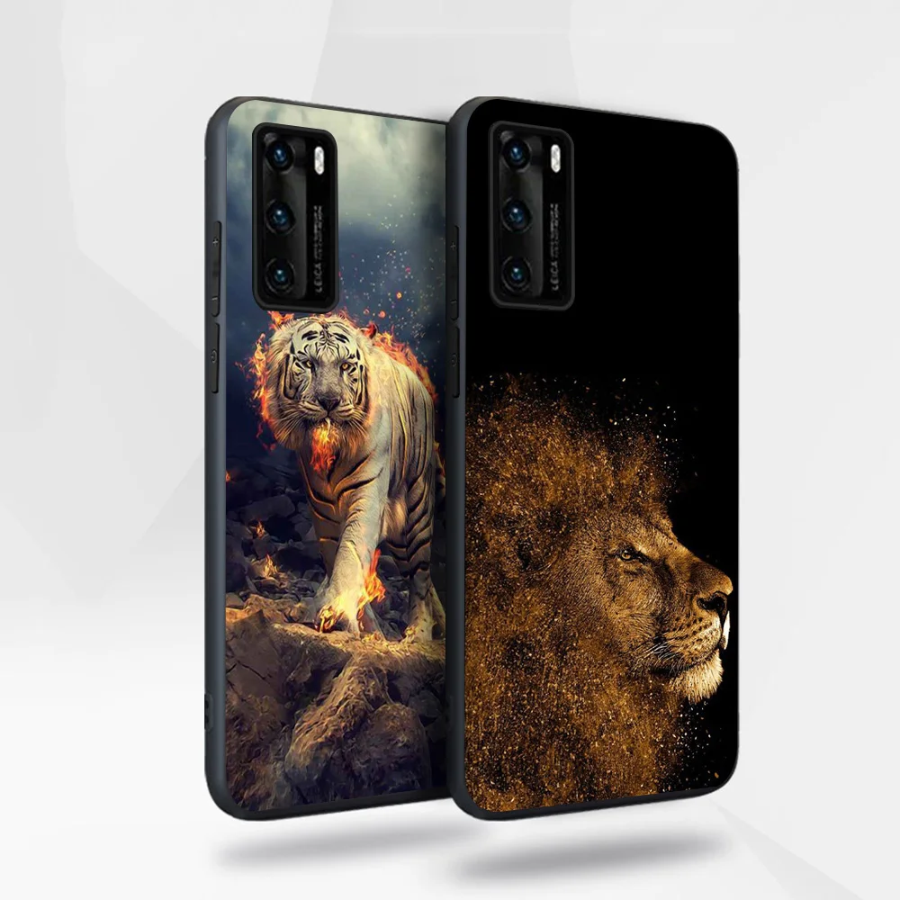 

Tiger Lion Wolf Case for Huawei P40 P30 P20 Honor 30 20 10 30S Mate 40 30 20 Lite Pro P Smart Plus 2019 Soft Silicone TPU Fundas