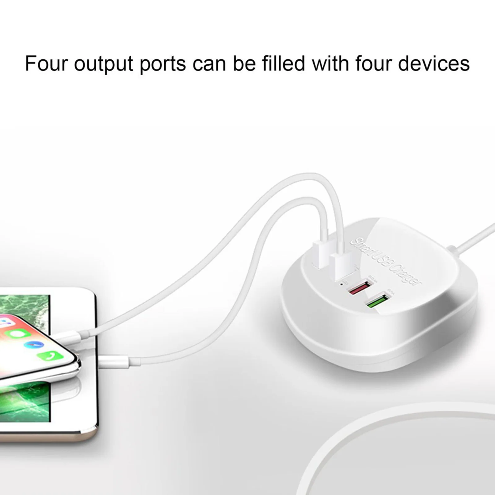 

QC3.0 USB Charger Hub Portable 4 USB Ports Fast Charging Station Multi Ports USB Charger Station For Phones Tablets US/EU Plug