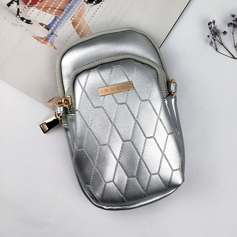 L028 silver Женские сумки, мини-сумка, красочные сумки для сотового телефона, простые маленькие сумки через плечо, повседневные женские сумки с клапаном, держатель для карт, сумка через плечо - Цвет: L028 silver