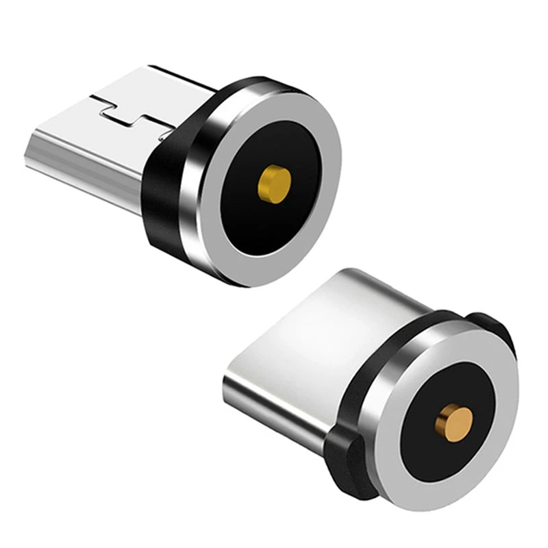 

2 Pcs Round Magnetic Cable Plug 8 Pin Plugs Fast Charging Phone Magnet Charger Plug Micro-USB & Type-C Plugs