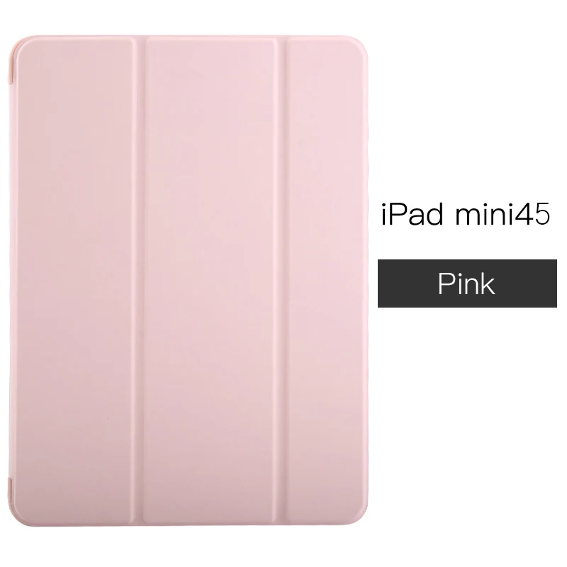 Чехол для iPad Mini 4 3 2 1 чехол ПУ; кожа; Силикон Мягкая задняя трехстворчатая подставка для сна смарт-чехол для iPad Mini 5 чехол Funda - Цвет: For mini 4 5 Pink