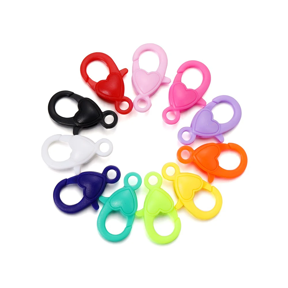 

20/50Pcs/Bag Colorful Plastic Love Key Chain Ring Lobster Clasp Hooks Clips Connectors For DIY Jewelry Crafts Making Supplies