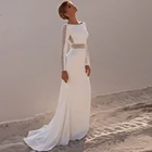 Женское свадебное платье It's yiiya, белое кружевное платье трапециевидной формы с длинными рукавами и открытой спиной на лето