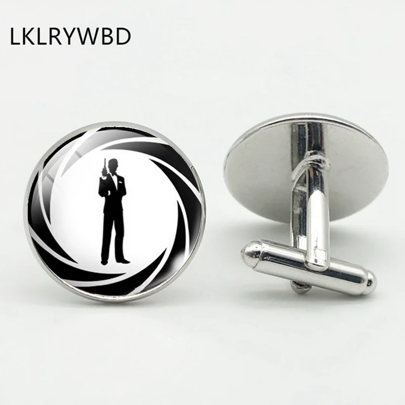 

Hot James Bond 007 Men's Shirt Cufflinks, Apparel Shirt Button Cufflinks, Round Glass High Quality Cufflinks,