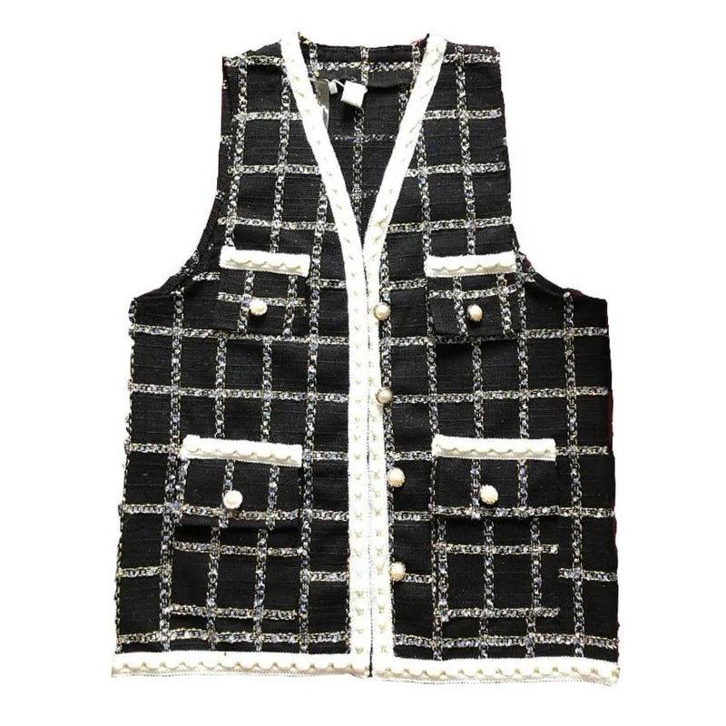 

Vests Waistcoats Women Plaid Single Breasted Pocket Womens Autumn Trendy Casual Sleeveless All-match Ulzzang Elegant Retro Loose