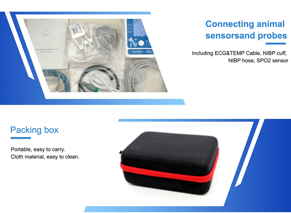Uvet больница животных медицинская ЭКГ температура SPO2 Bluetooth ветеринарное оборудование животных портативный монитор пациента Пульсоксиметр