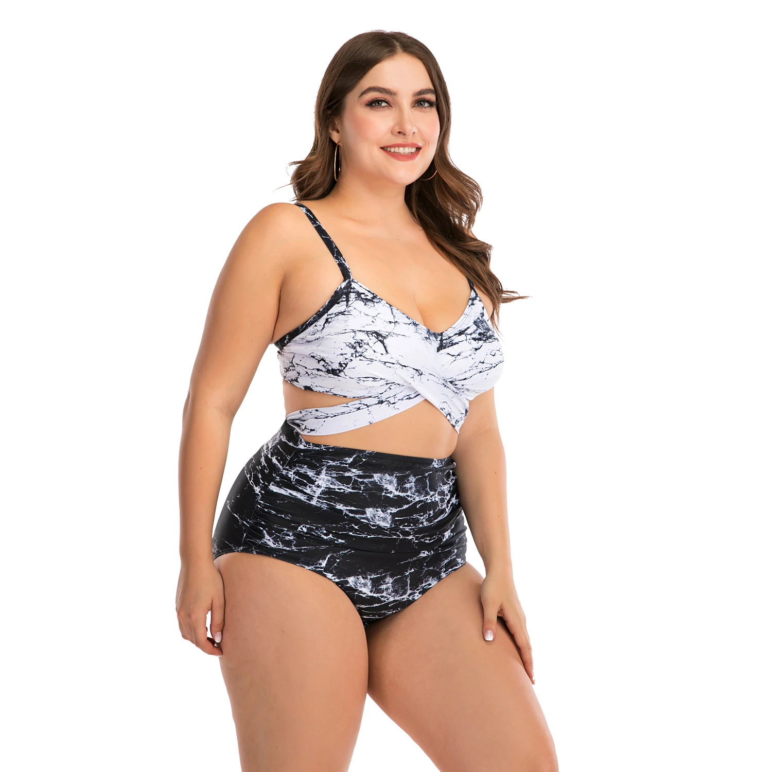 2020 размера плюс купальник для женщин с высокой талией бикини купальный костюм