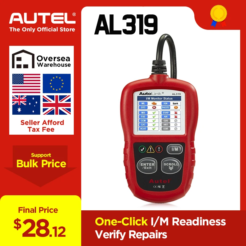 Autel AutoLink AL319 автоматический диагностический инструмент OBD2 считыватель кода autel al319 сканер automotriz считывание и стирание кода PK elm327 ML319