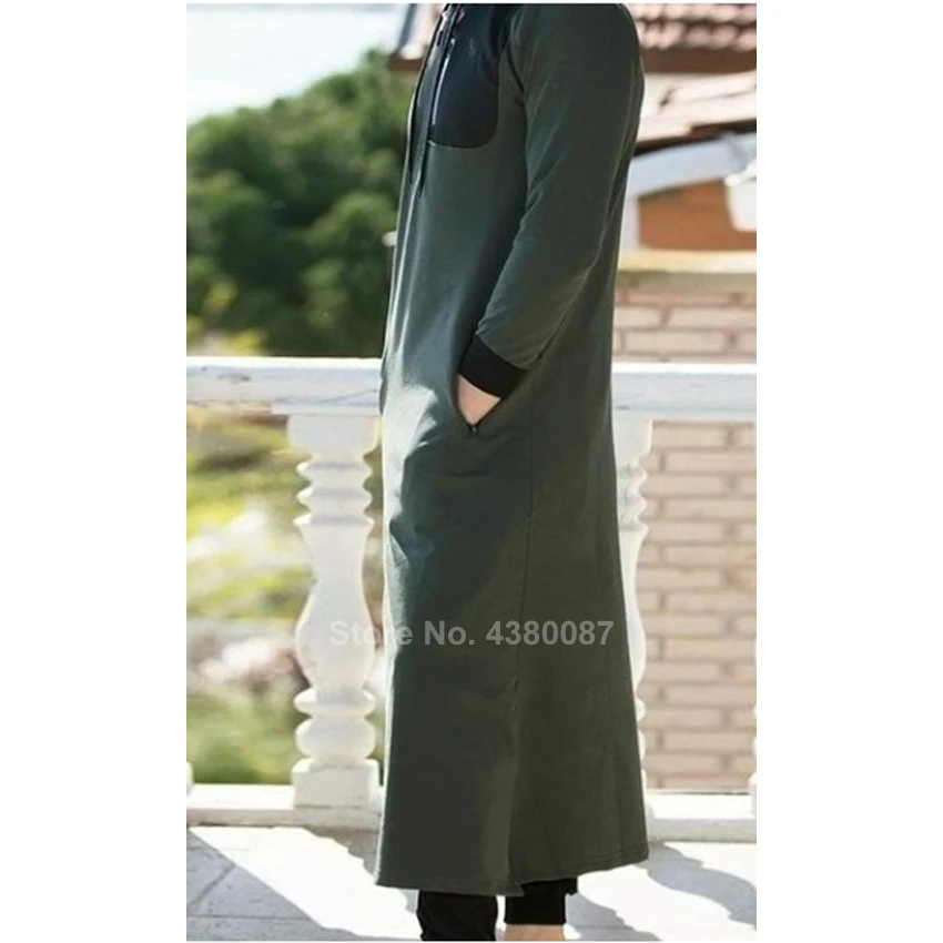 

Muslim Traditional Cloting Mens Muslim Jubba Thobe Fashion Streetwear Casusl Saudi Arab Dubai Zipper Hooded Sweater Robe Abaya