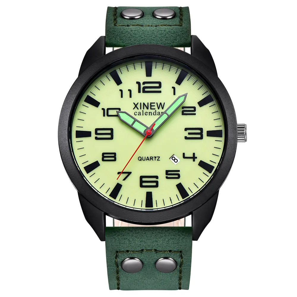 Мужские часы Reloj hombre XINEW кожаный ремешок простой календарь светящийся циферблат наружные мужские кварцевые часы Montre homme@ 2