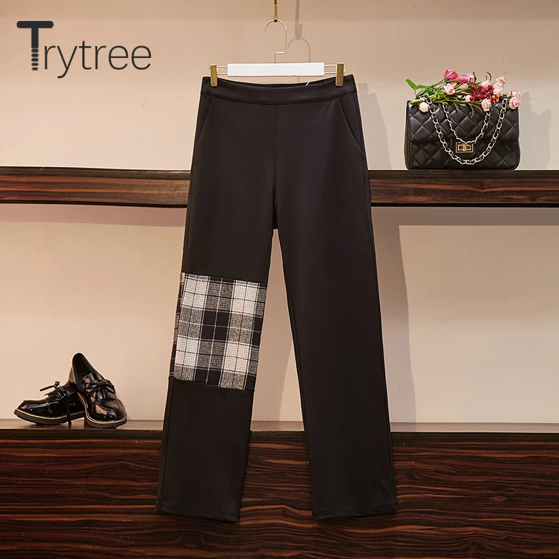 Женский офисный комплект Trytree повседневный Асимметричный клетчатый Топ с поясом