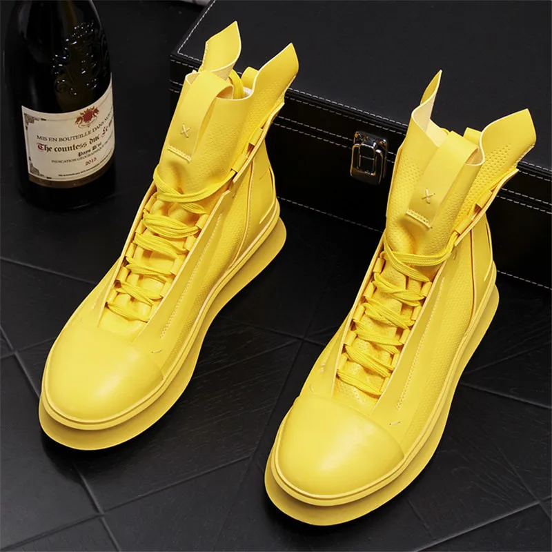 Yellow Zapatos De Hombre мужские желтые кроссовки хип-хоп модная мужская обувь 3#15/15E50 - Цвет: Yellow