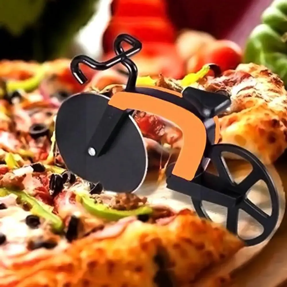 

Steel Pizza Knife Two-wheel Bicycle Shape Cool Round Knife Pizza Knives Cakes For Biscuits Cutter Cutting Bike P1m1