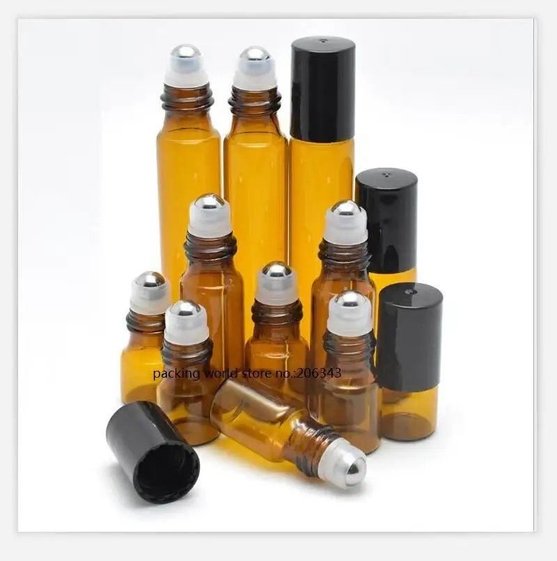 1 мл 2 3 бутылка из коричневого стекла со стальным стеклянным шариком на черной