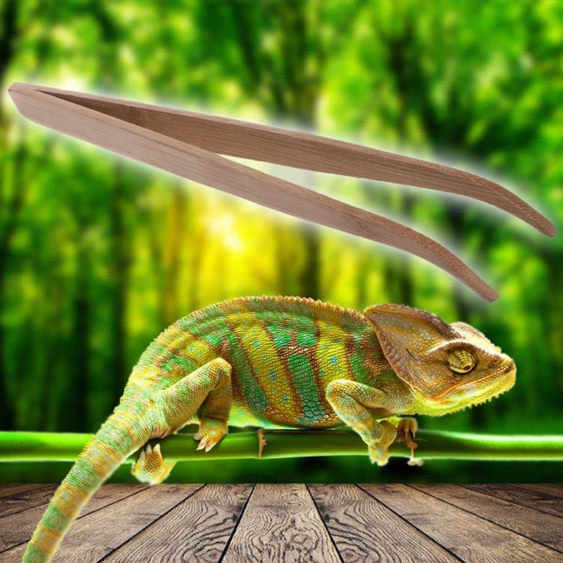 

Angled Reptile Feeding Tongs Tweezers 28cm Bamboo Eco-Friendly Feeding Tool New
