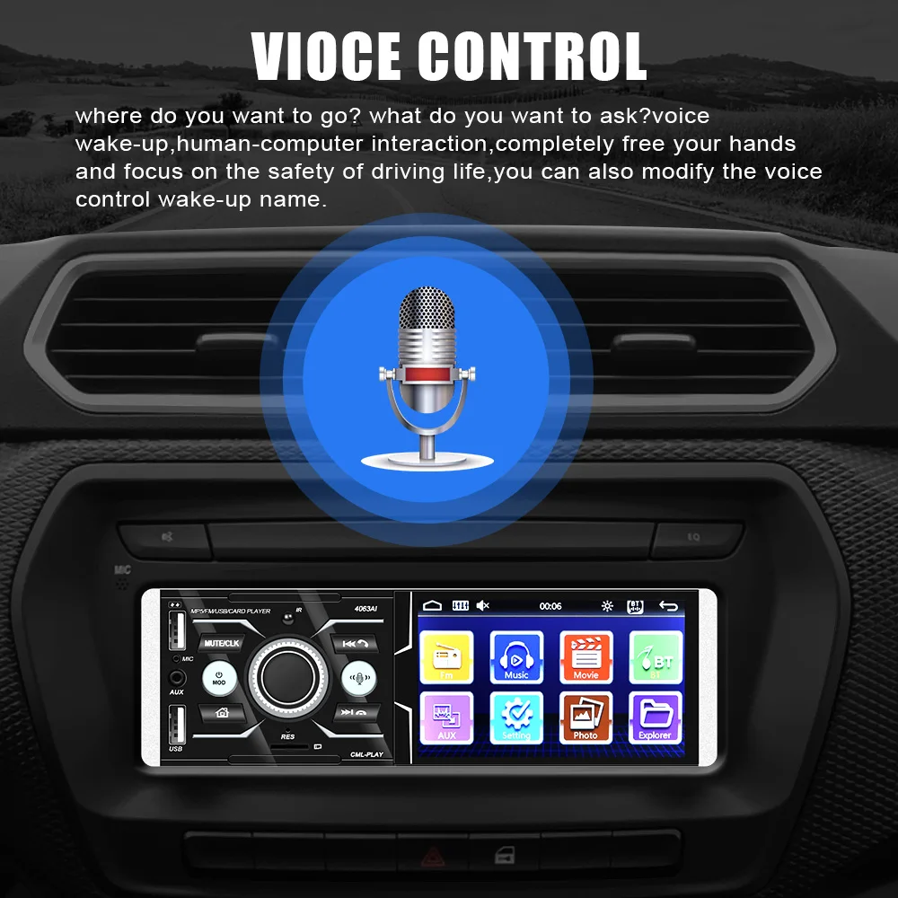 

Car MP5 Video FM Radio Multimedia Player Auto Radio Stereo Audio 4.1'' Touchscreen Bluetooth 4.2 Voice Control Car Accessories