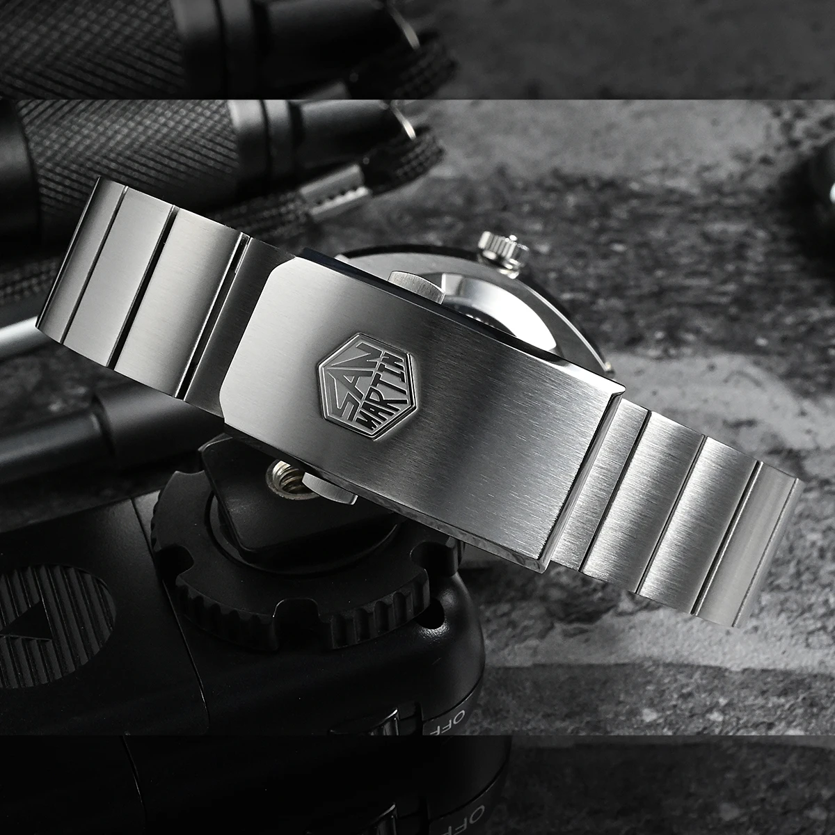 San Martin Solid Stainless Steel Watch Bracelets 20mm Bands Metal Replacement Wristbands Strap With Durable Double Buckle