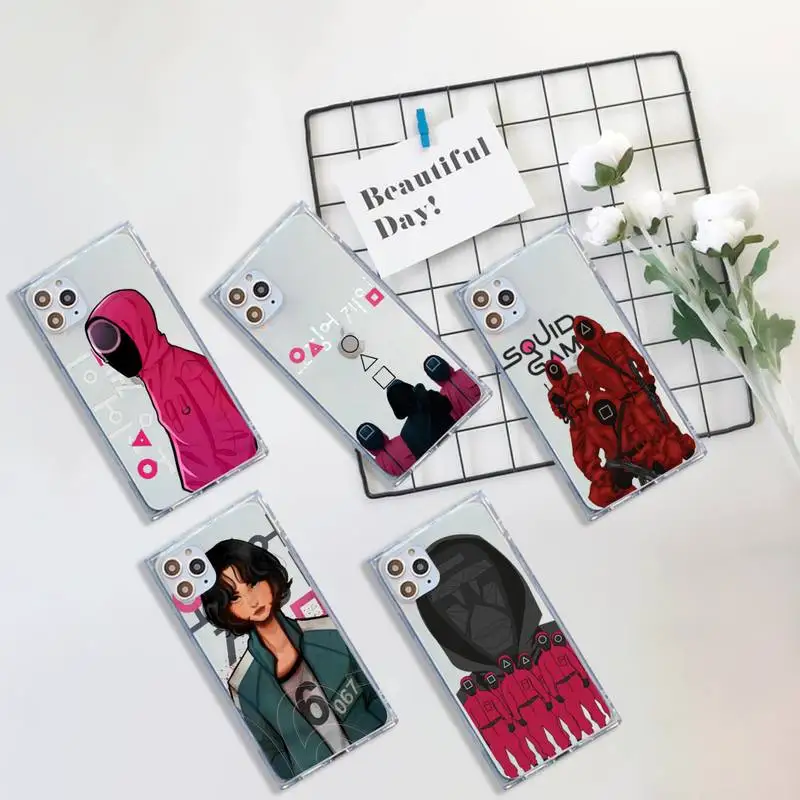 

Squid Game Suspenseful TV series Phone Case Transparent for iPhone 7 8 11 12 se 2020 mini pro X XS XR MAX Plus