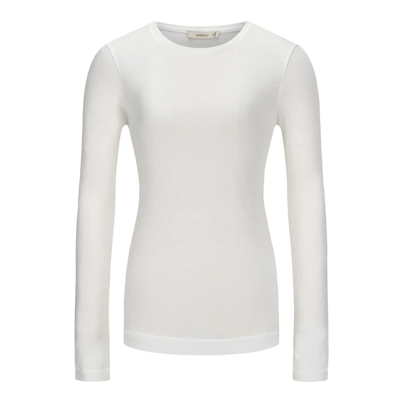 

Women Tops 2021 Blouse 100% Polylactic Acid O-Neck Breathable Long Sleeve Female Casual Bottom Shirt