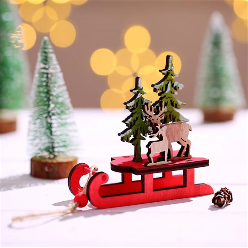 Рождественское украшение для дома Рождественские сани деревянные украшения