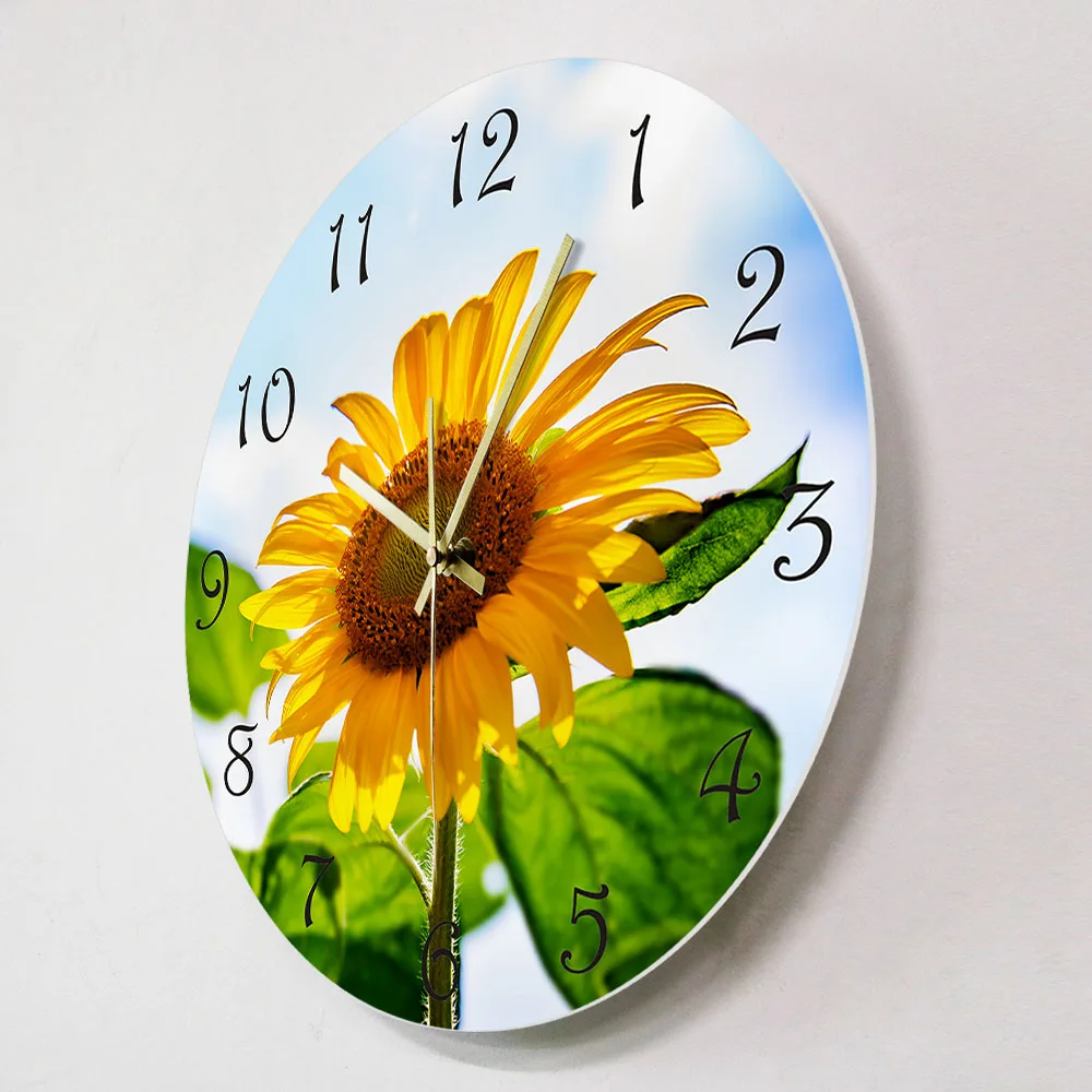 Часы настенные с подсолнухом и полным расцветением Вдохновляющие часы на стену