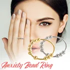 Женские кольца-антистресс, золотистые и серебристые кольца для снятия стресса, вращающиеся бусины, ювелирные изделия, подарки