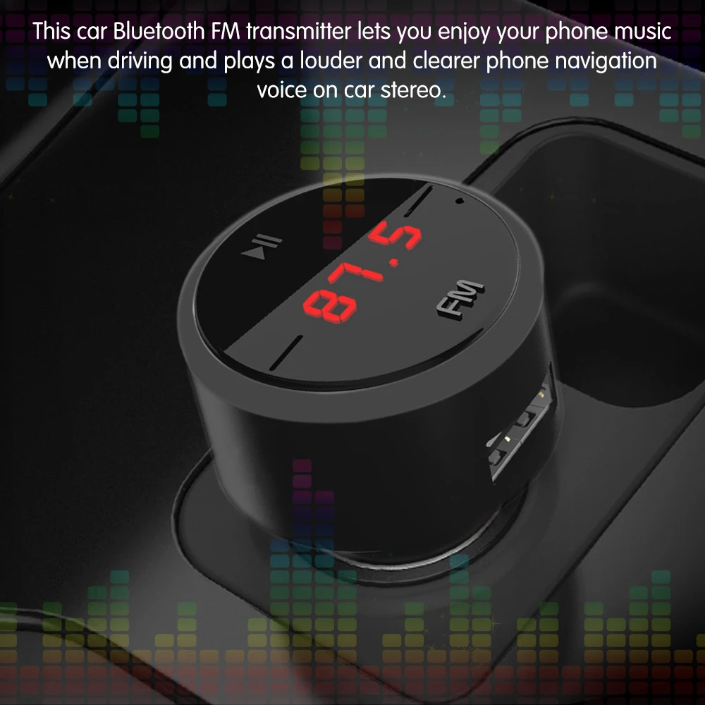 Мини громкой связи Bluetooth гарнитура для Беспроводной FM передатчик ЖК дисплей MP3