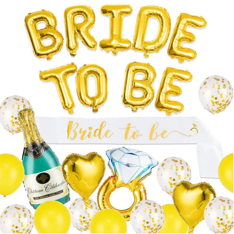 Набор украшений для мальчишника из фольги с золотыми буквами будущая Невеста