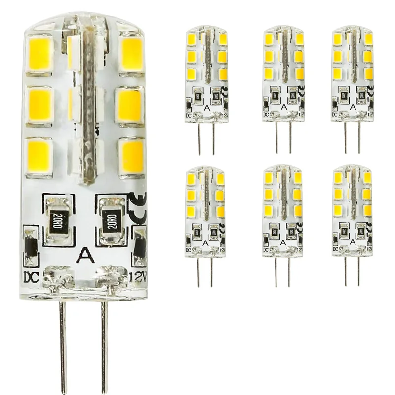 

6pcs/1pcs G4 Led Bulb 3W 12V/AC220V Dimmable DC12V 2835SMD 24led Silicone Lamp l 360 Degree Angle LED Light Warm white /White