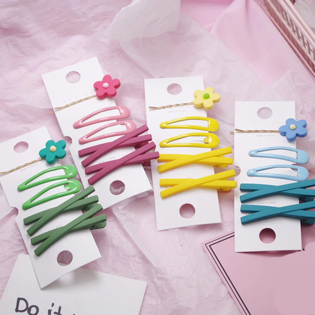 

5pcs/Set Children Cute Cartoon Flower Fruit Rubber Bands Hairpins Girls Lovely Gift Hair Clips Kids Hair Bands Hair Accessories