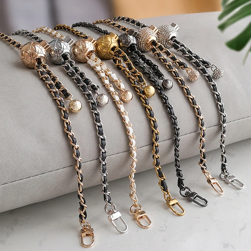 

New 120cm Bag Adjustable Buttons Chains Belt Hardware Handbag Accessories Metal Bag Chain Strap Women Bags Belt Straps