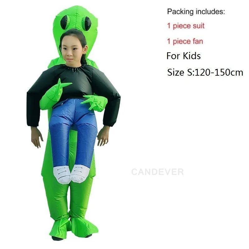 Надувной зеленый инопланетный костюм для взрослых и детей Забавный вечеринки