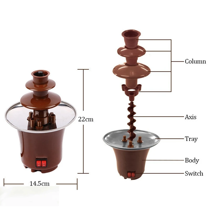 

Creative Chocolate Melt With Heating Fondue MachineChocolate Fountain Three Layers Diy Melt Waterfall Pot