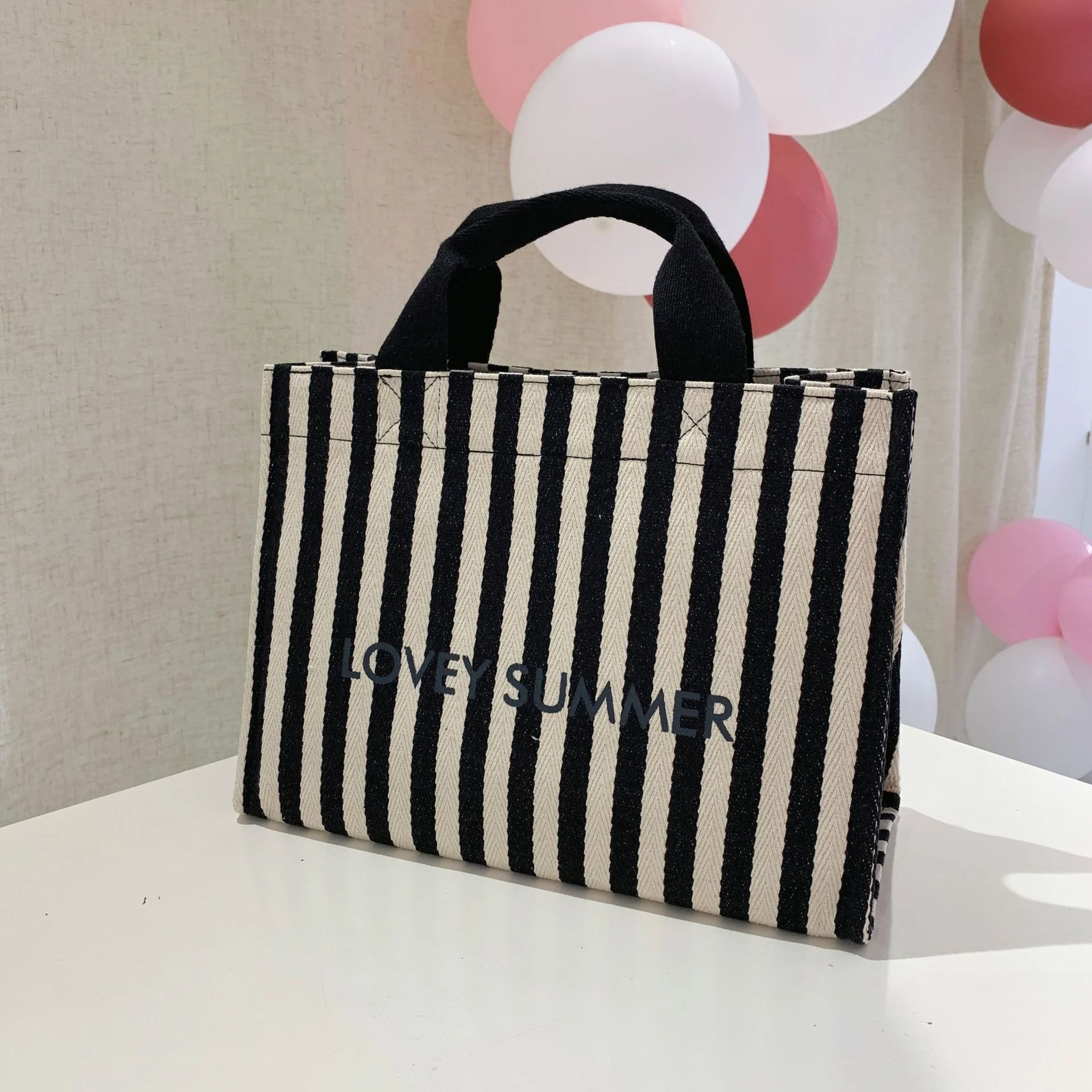 

Love sum Korea mar.j same small commuter stripe canvas bag single shoulder cross carry bag