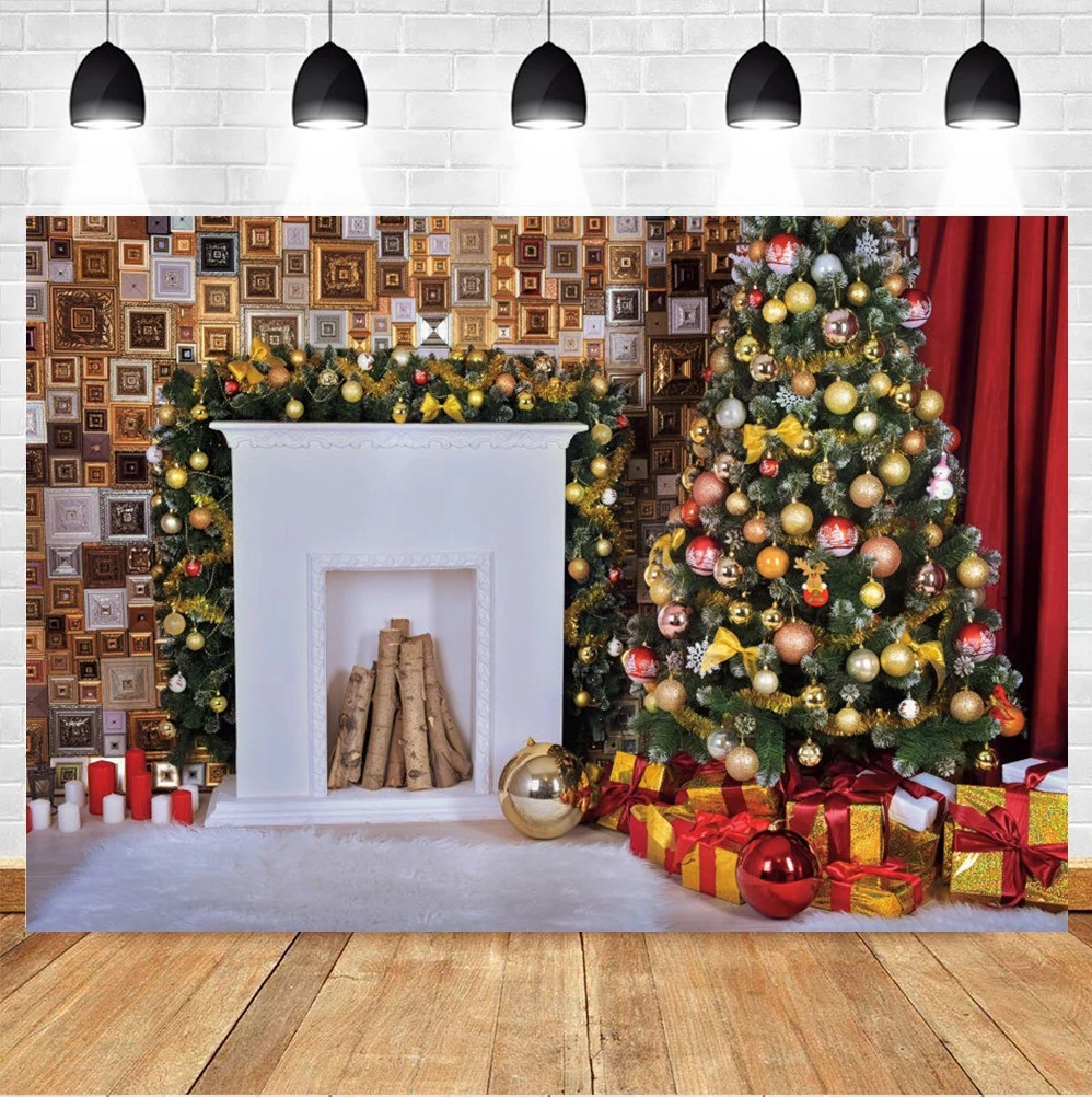 

Yeele Background Photography Christmas Tree Fireplace Gift Baby Room Interior Portrait Xmas Backdrop Photocall For Photo Studio