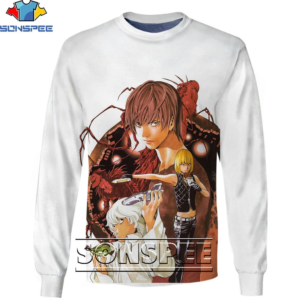 

SONSPEE Detective Anime Death Note Sweatshirt 3D Printing Men Womens Summer Harajuku O-neck Man Oversize Sweatshirts Kids Top