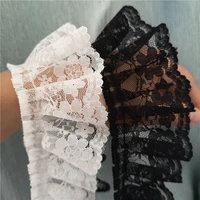 1yard new pleated dress craft supplies sewing 5 5cm guipure white black lace fabric flowers trim lace ribbon koronka qt7