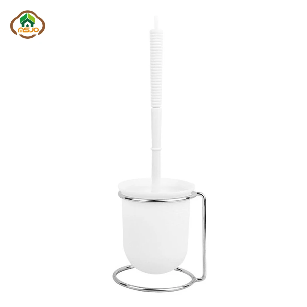

MSJO Toilet Brush Long Handle Cleaning WC Plastic Household Tool with Stainless Steel Stand Brush Toilet Bathroom Accessories