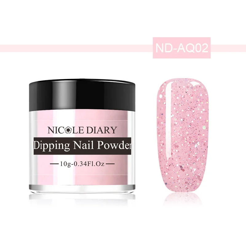 ND-AQ02 NICOLE DIARY 10 г Dip набор пудры для ногтей голографические блестки окунание порошок для ногтей сверкающий дизайн ногтей украшение без УФ лампы лечения - Цвет: ND-AQ02
