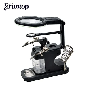 Черное увеличительное стекло для сварки со светодиодный Ной подсветкой, линза 3x 4,5x, вспомогательная Лупа с зажимом, лупа, третья рука, подставка для пайки, инструмент для ремонта, 1 комплект