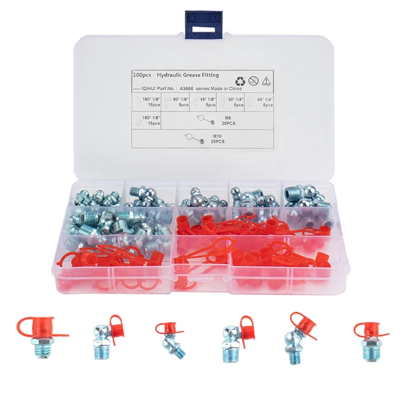 50 штук мм метрический гидравлический зерк смазка фитинг с шт. колпачки набор M6 M10