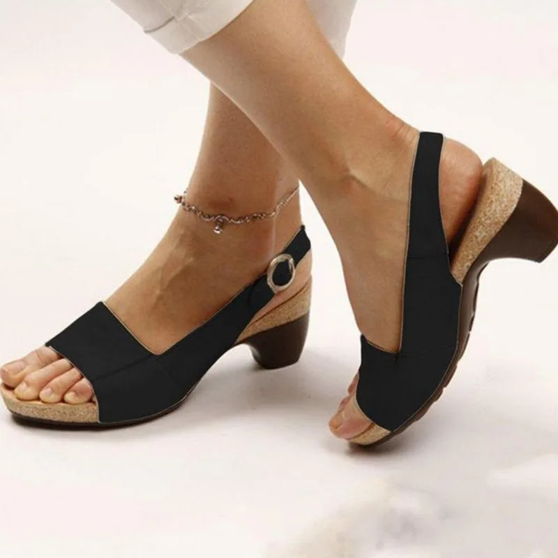 

Women's Sandals Buckle Strap Woman Peep Toe Beach Shoes Ladies Casual Sandals Female Shoes2021 Fashion Flat Leather Sandal Women
