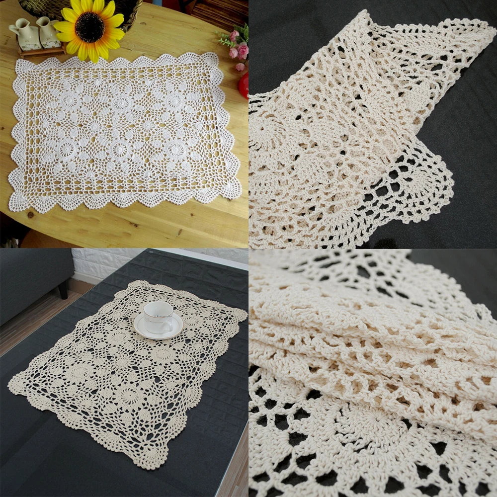 40x60cm Tablecloth Handmade French Cafe Hotel Vintage Rectangle Cotton | Дом и сад
