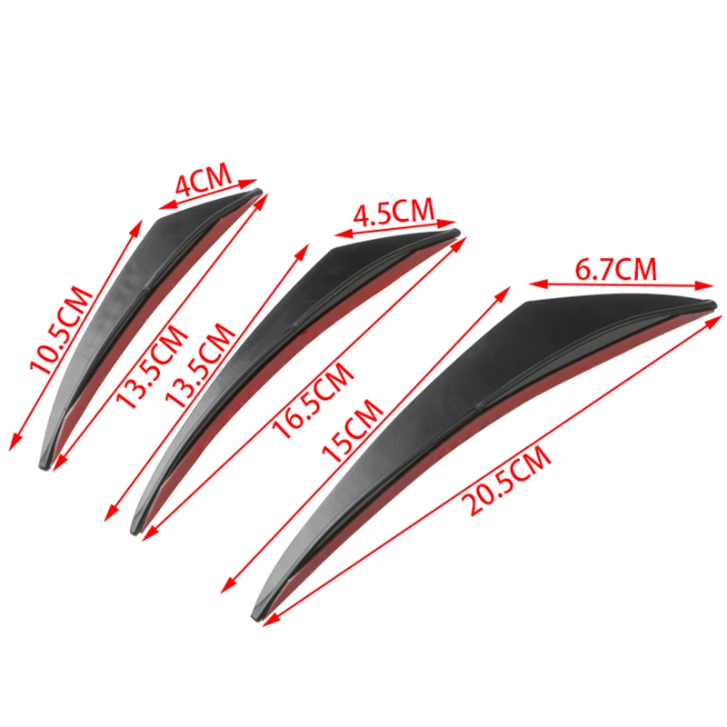 Фото 6Pcs/set Universal Car Spoiler Canards Fit Black Carbon Front Bumper Lip Splitter Fin Air Flying Spoiler Auto Body Kit Accessory №5