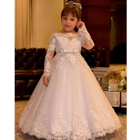girl dresses for wedding party tulle princess lace long sleeve holy first communion gowns party pageant dress for girls